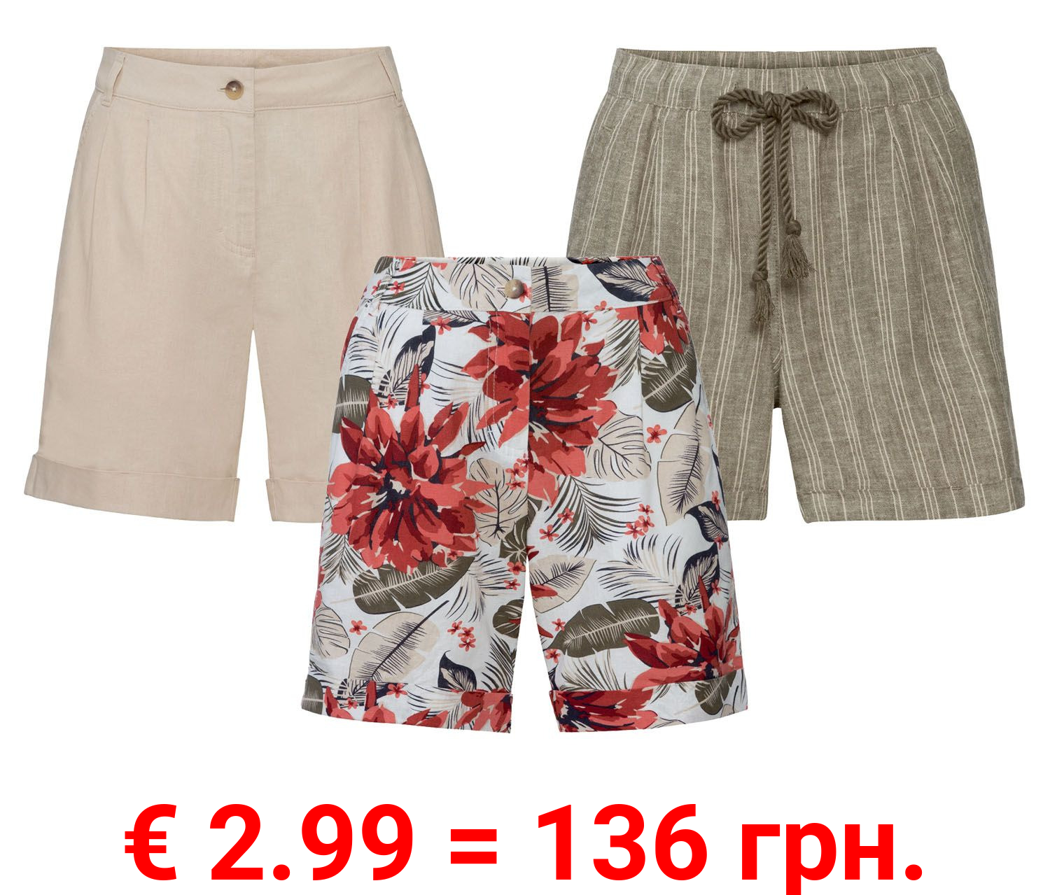 esmara® Damen Shorts mit Eingrifftaschen