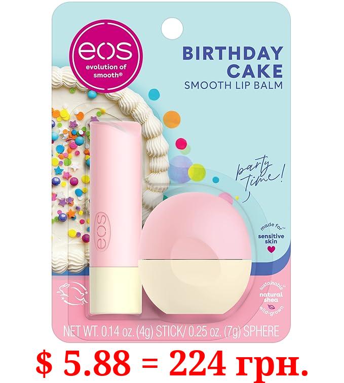 eos Natural Shea Lip Balm- Birthday Cake, All-Day Moisture Lip Care Products, 0.39 oz