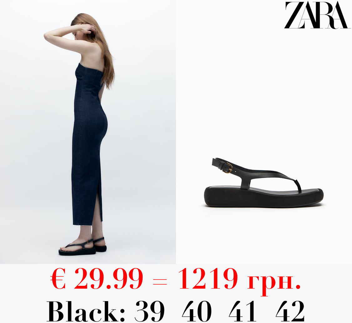 LEATHER FLATFORM SANDALS