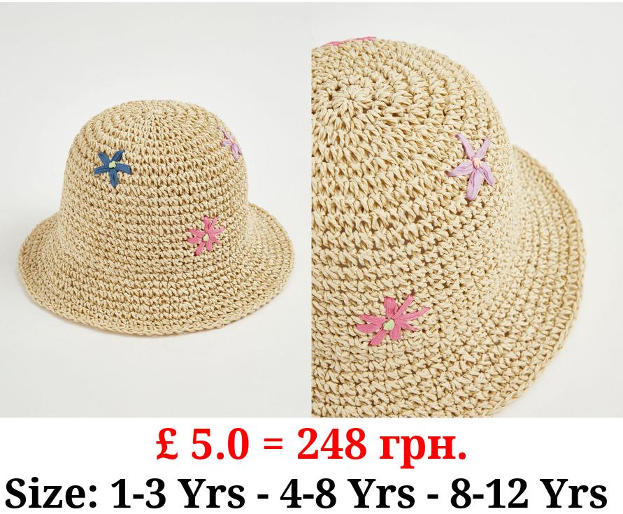 Floral Straw Cloche Hat