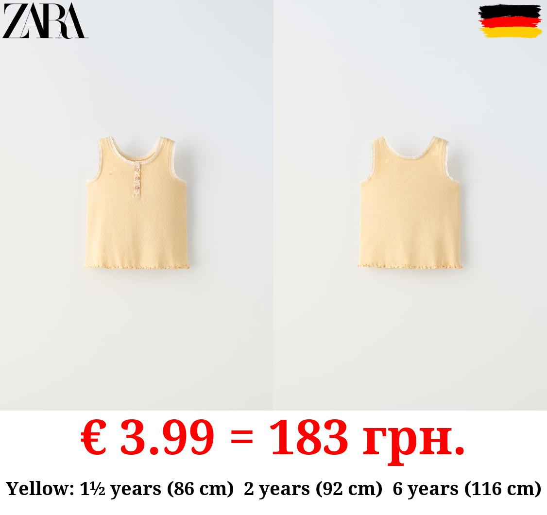 BUTTONED T-SHIRT WITH LACE TRIM