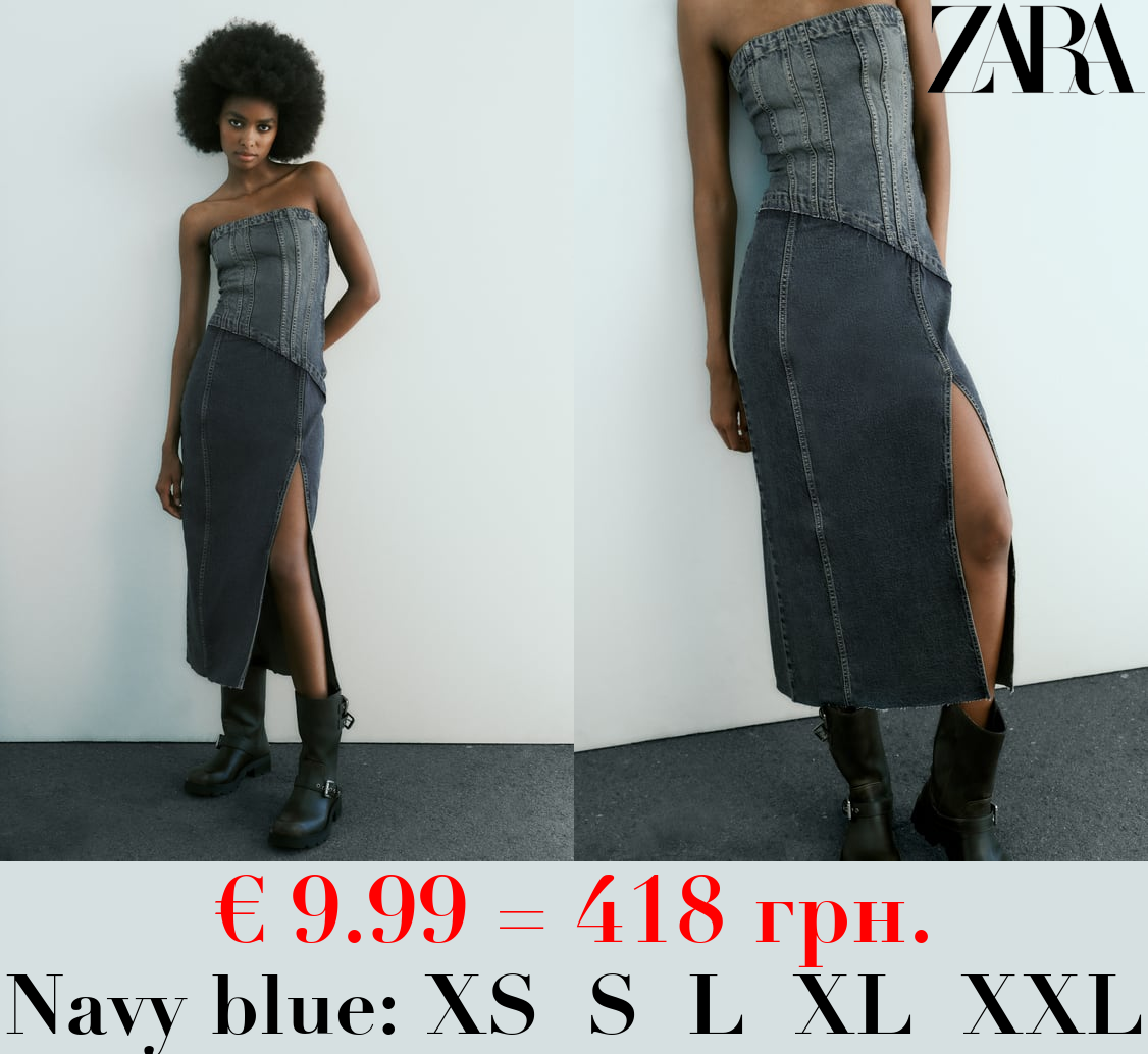 TRF STRAPLESS DENIM DRESS