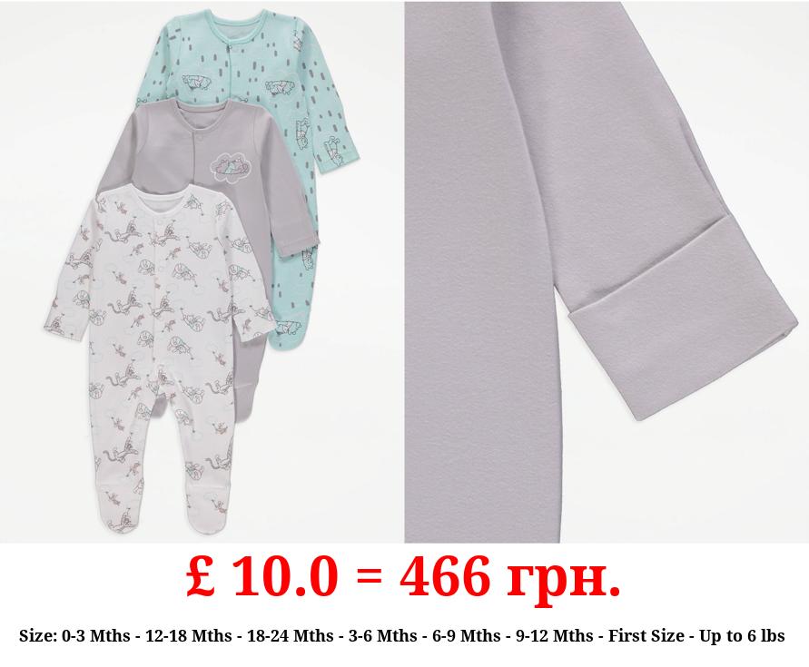 Disney Winnie The Pooh Cloud Sleepsuits 3 Pack