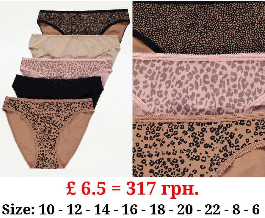 Animal High Leg Knickers 5 Pack