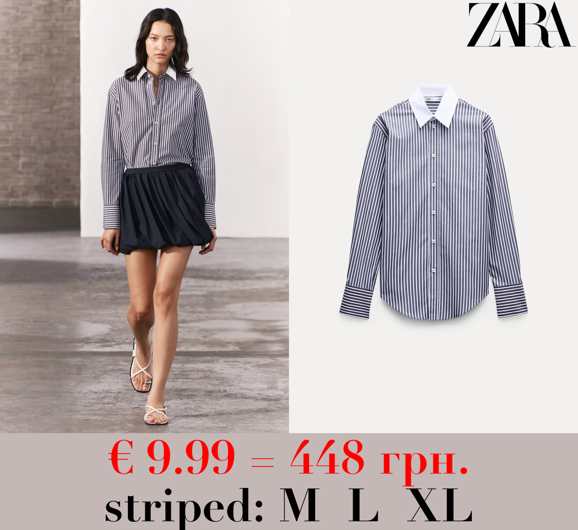 ZW COLLECTION CONTRAST NECK POPLIN SHIRT