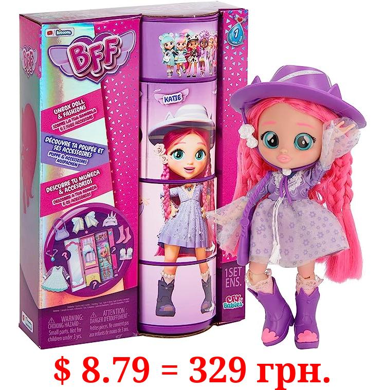 Cry Babies BFF Katie Fashion Doll with 9+ Surprises Including Outfit and Accessories for Fashion Toy, Girls and Boys Ages 4 and Up, 7.8 Inch.