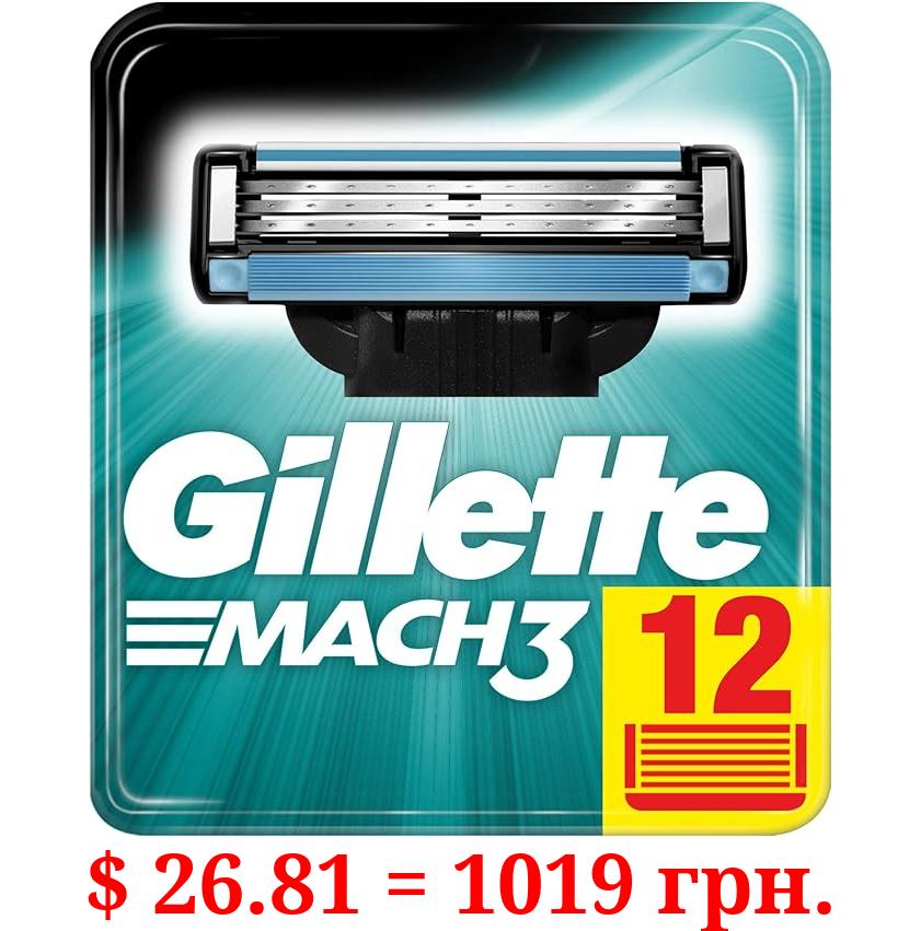 Gillette Mach3 Razor Blades for Men, 12 Pieces