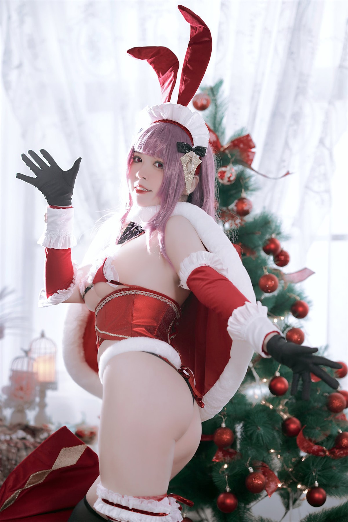 Cosplay 半半子 Christmas Bunny Aike 15