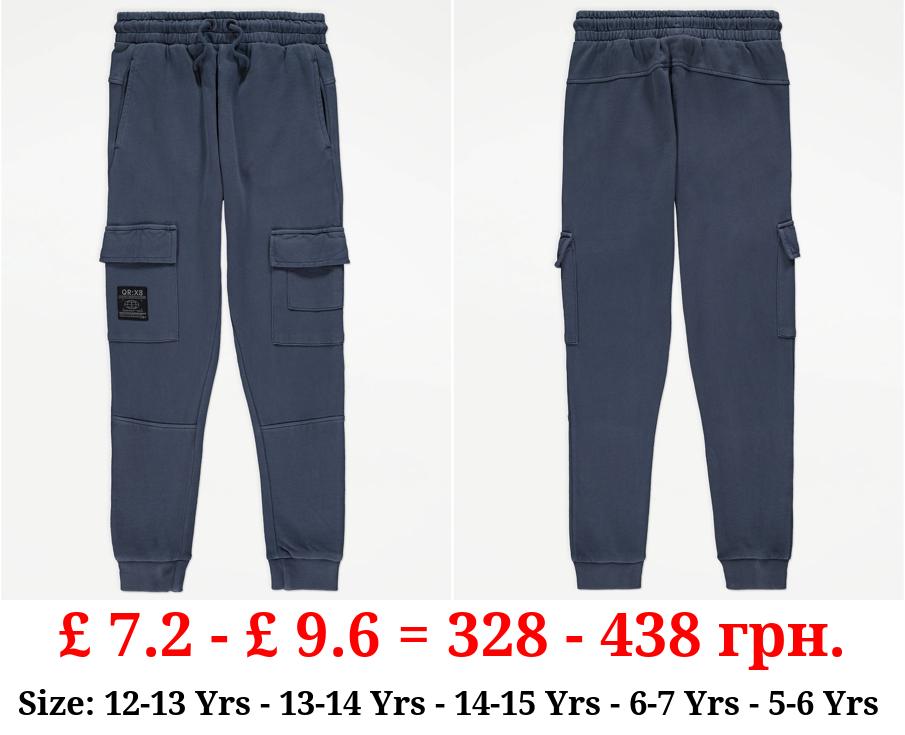 Navy Washed Cargo Joggers
