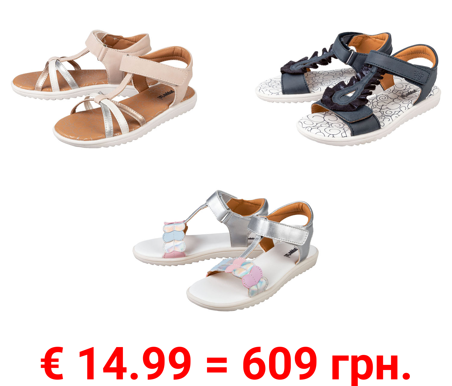 pepperts Mädchen Sandale, mit Klettverschlüssen