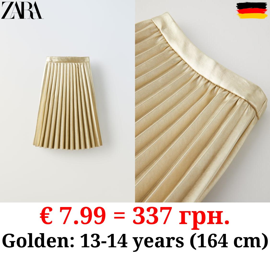 PLEATED LEATHER EFFECT MIDI SKIRT