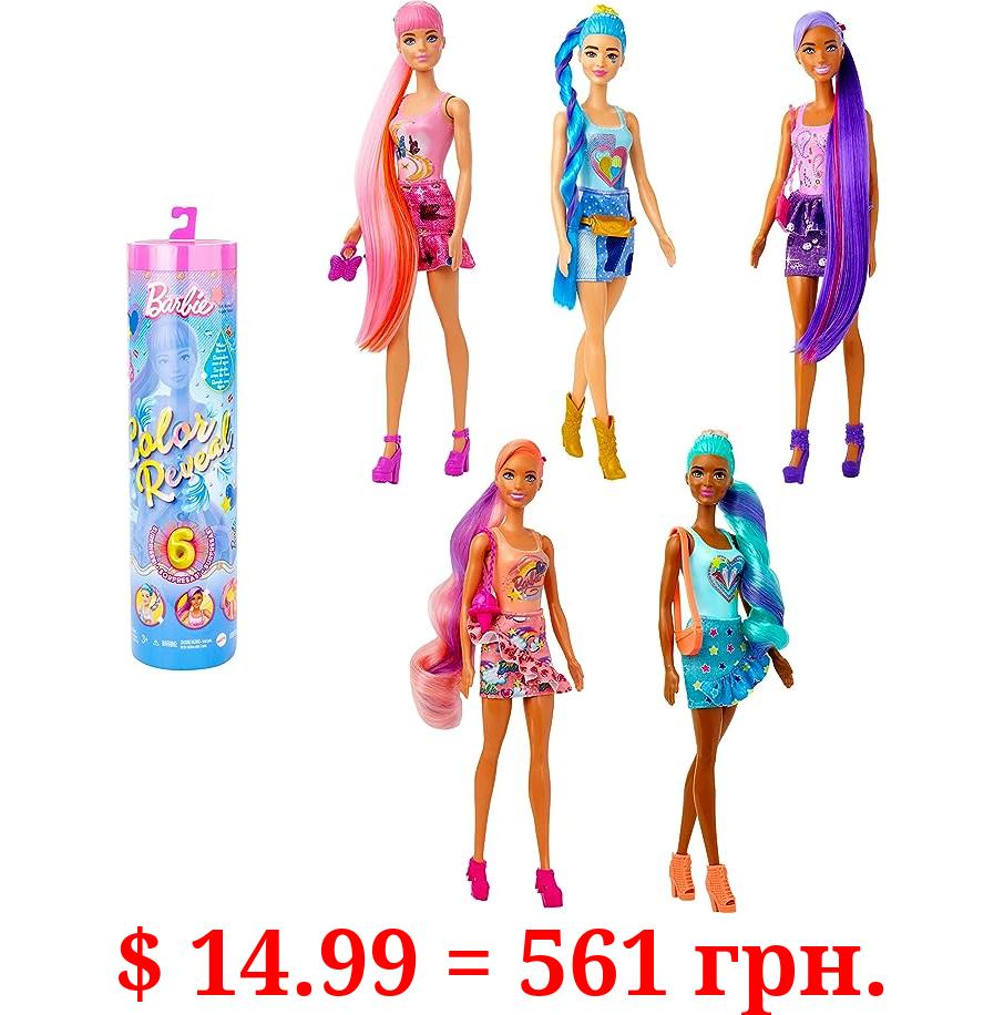 Barbie Color Reveal Doll with 6 Unboxing Surprises, Totally Denim Series with Patchwork Print & Color Change