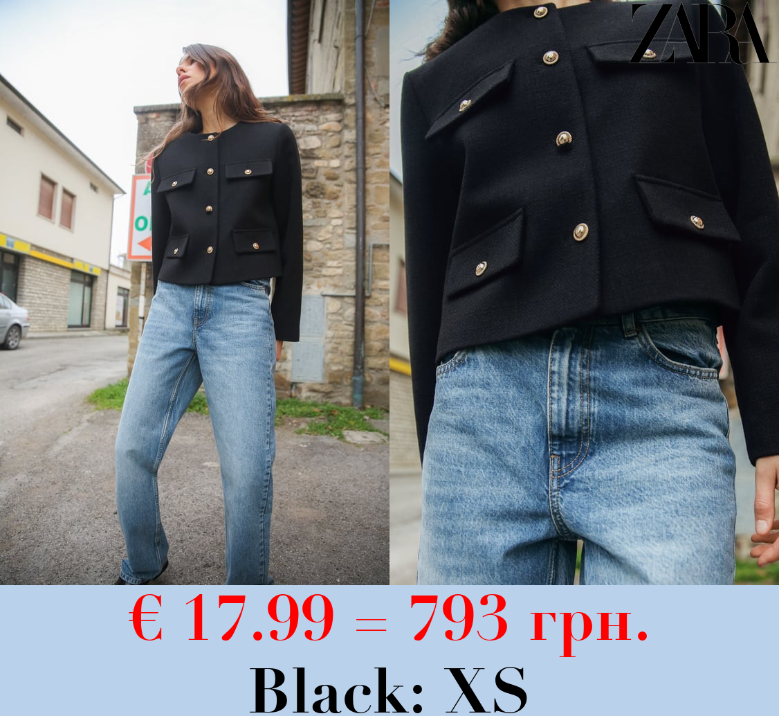 CROPPED JACKET WITH FLAPS