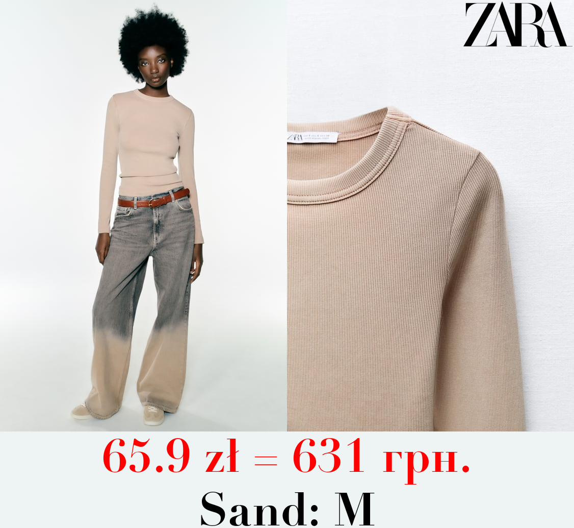 RIBBED LONG SLEEVE T-SHIRT