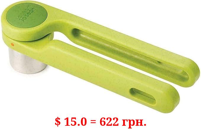 Joseph Joseph Helix Garlic Press Mincer Ergonomic Twist-Action Hand Juicer Stainless Steel, Green, One-Size
