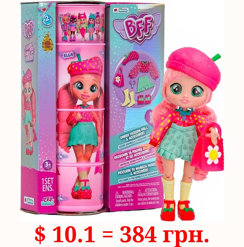 Cry Babies BFF Ella Fashion Doll with 9+ Surprises Including Outfit and Accessories for Fashion Toy, Girls and Boys Ages 4 and Up, 7.8 Inch Doll, Multicolor