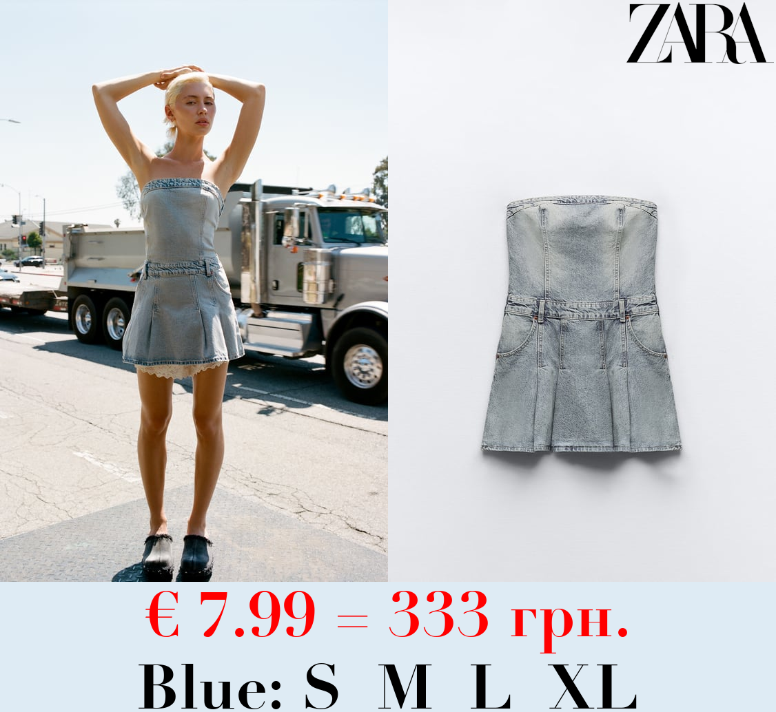 TRF DENIM BOX PLEAT DRESS
