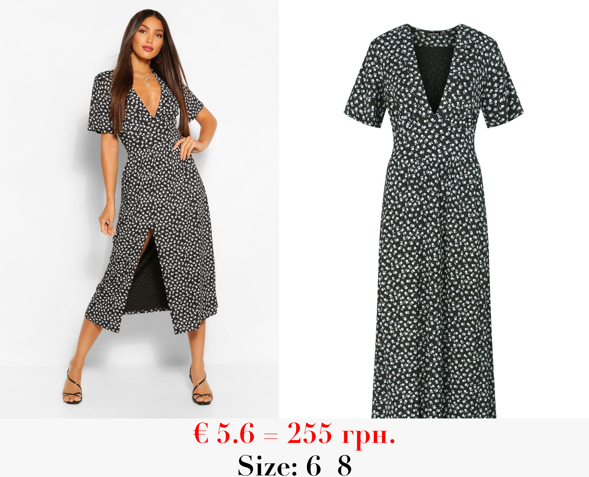 Tall Floral Spot Print Midi Dress