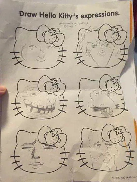 Dibujando las expresiones de Hello Kitty