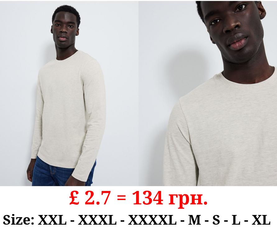 Cream Crew Neck Long Sleeve Top