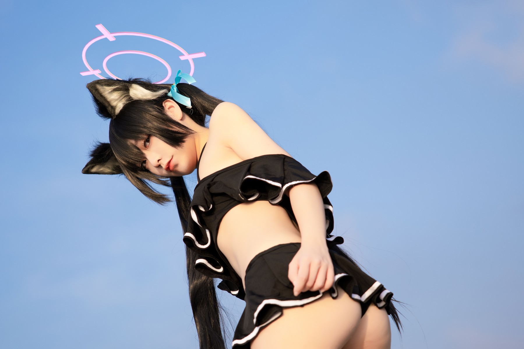Cosplay G44不会受伤 碧蓝档案 黑見芹香 海边泳装 16
