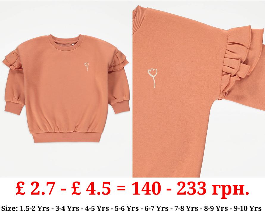 Rust Frill Shoulder Sweatshirt