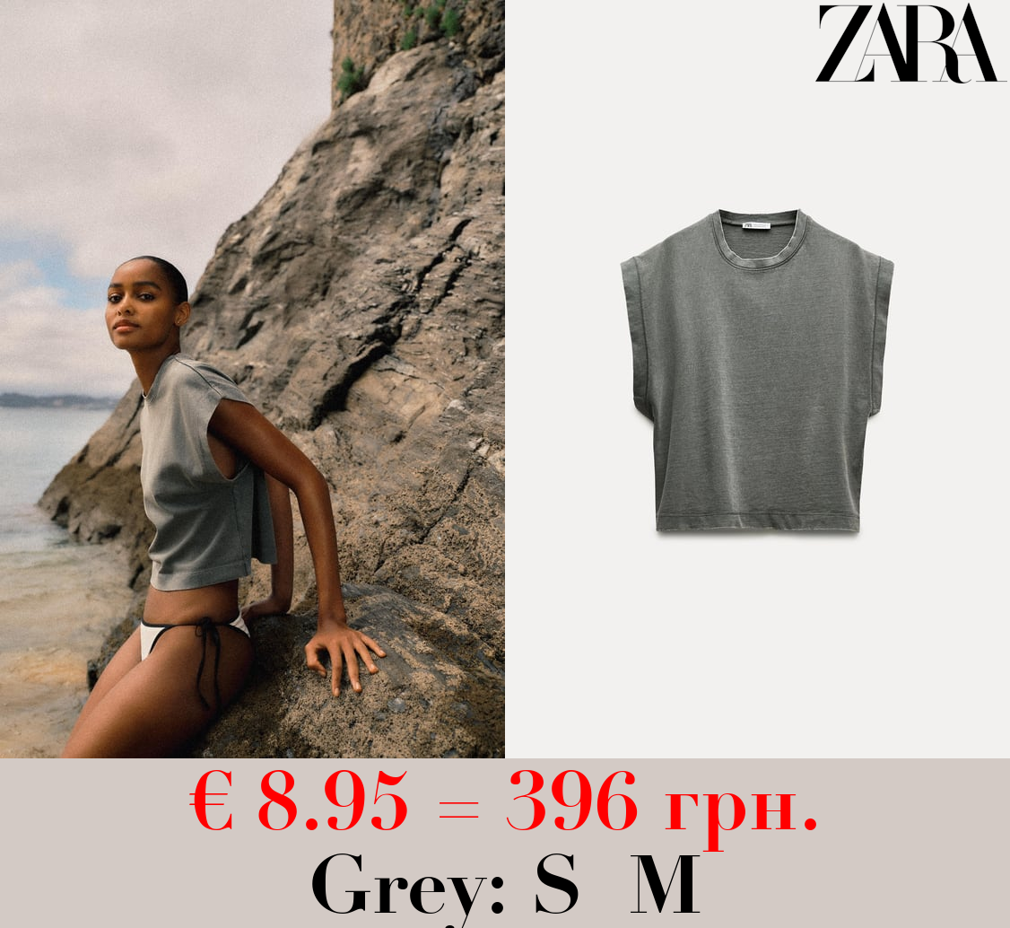 FADED-EFFECT HEAVY COTTON T-SHIRT