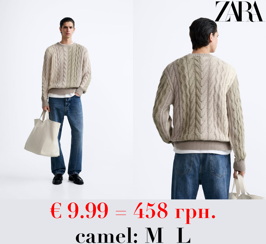 COLOUR BLOCK CABLE-KNIT SWEATER