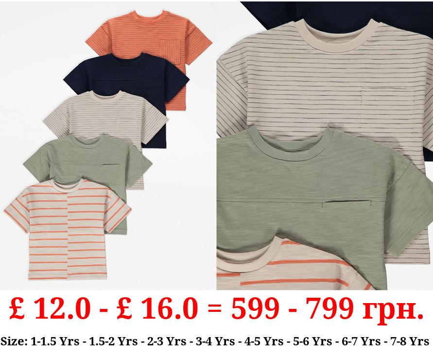 Orange Stripe Oversize T-Shirt 5 Pack