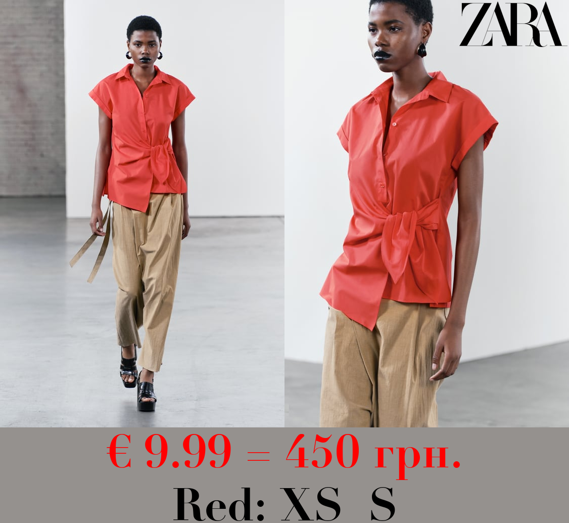 ZW COLLECTION POPLIN SHIRT WITH KNOT DETAIL