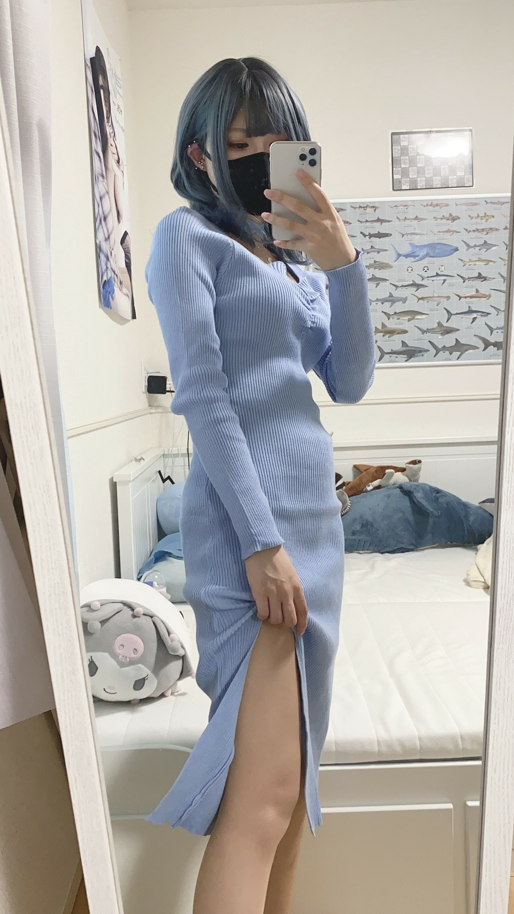 御伽樒 蓝卫衣+猫耳束缚 100