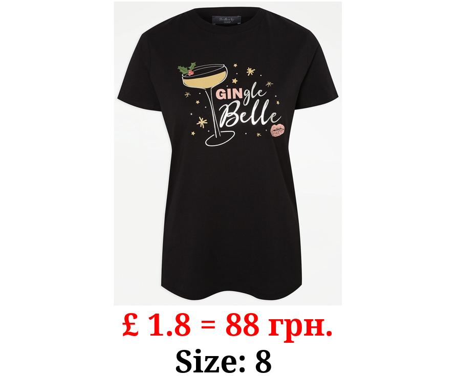 Black Gingle Belle Slogan T-Shirt
