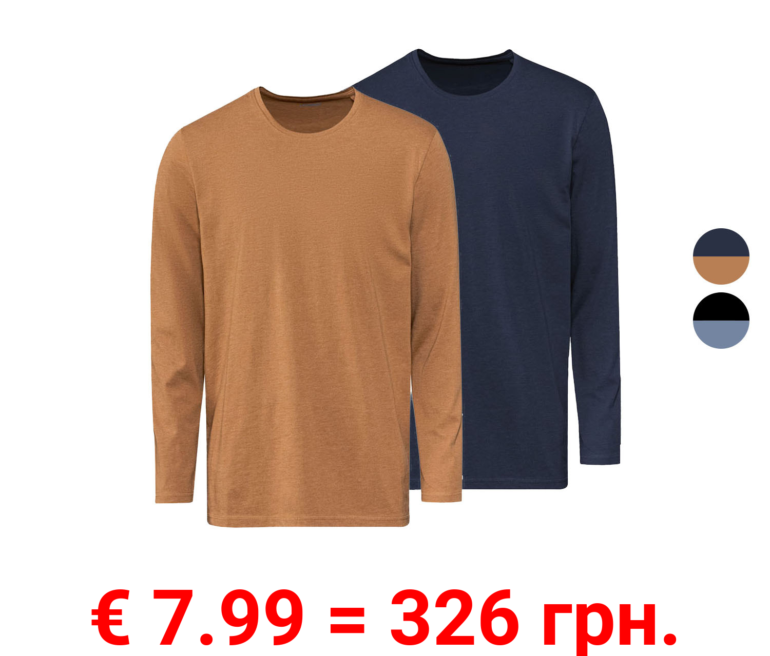 LIVERGY Herren Langarmshirt, 2 Stück, körpernah geschnitten