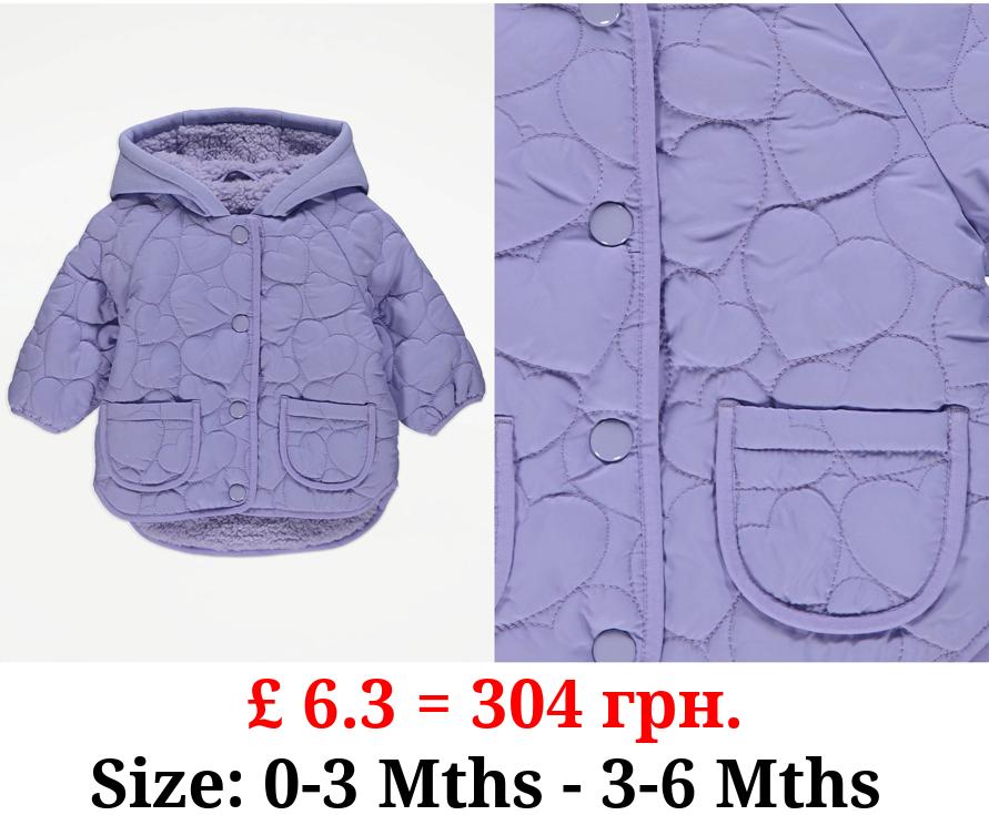Lilac Heart Quilted Coat
