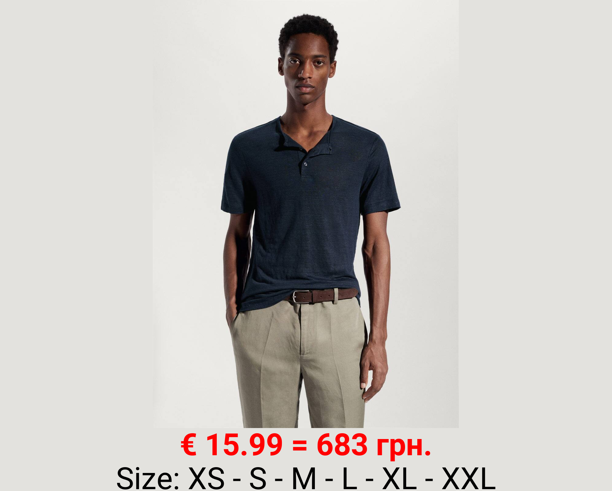 Camiseta 100% lino cuello panadero