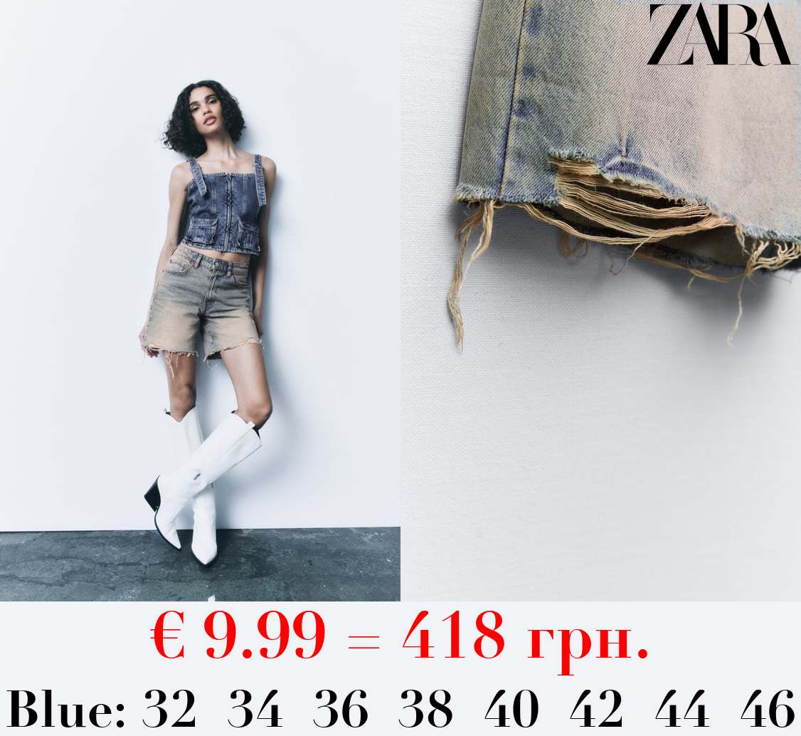 LOOSE FIT DENIM TRF BERMUDA SHORTS