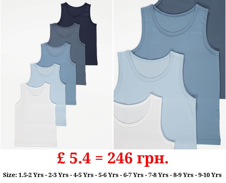 Blue Cotton Vests 5 Pack