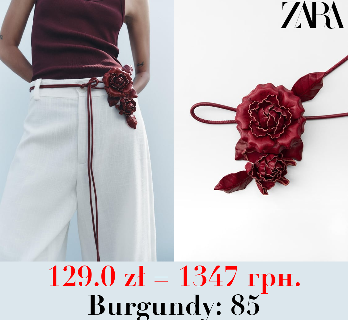 CIRCULAR LEATHER BELT WITH FLOWERS