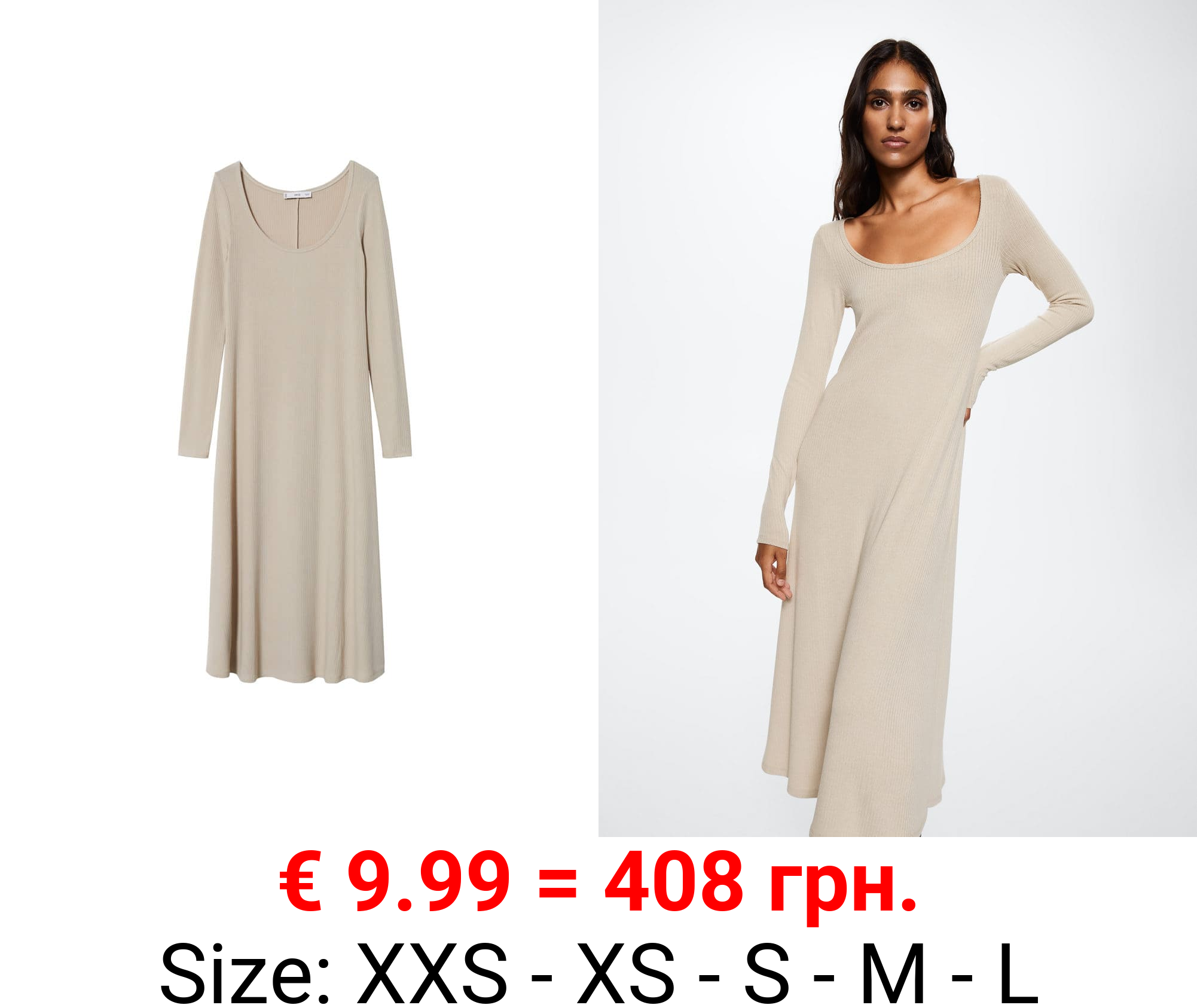 vestido midi canalé