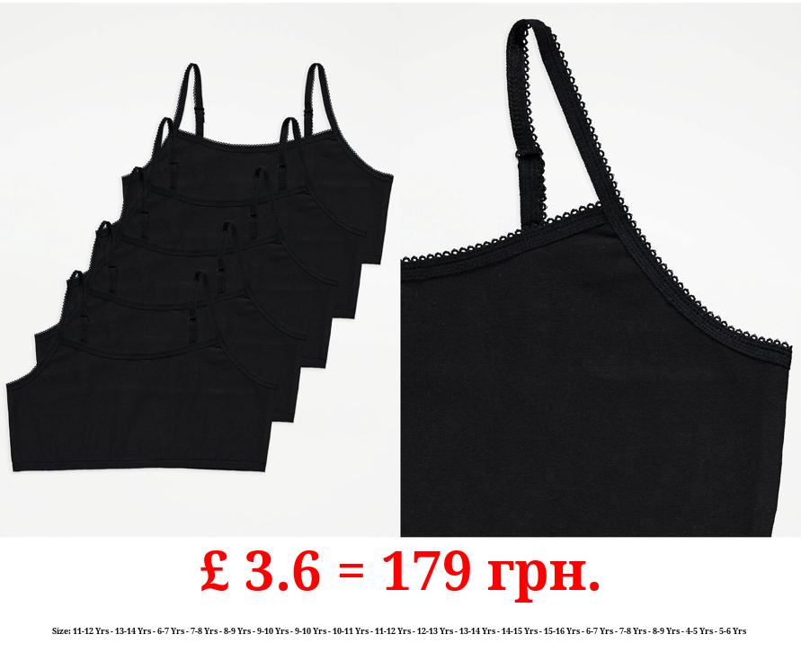 Black Strappy Crop Tops 5 Pack