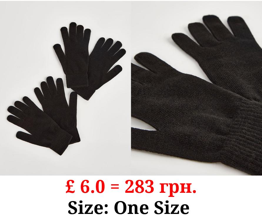 Black Touch Screen Gloves 2 Pack