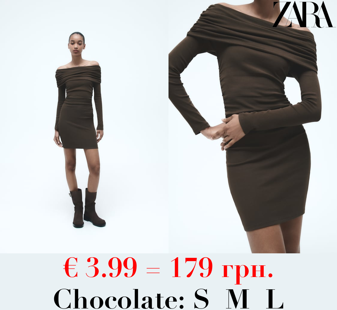 OFF-THE-SHOULDER DRESS WITH GATHERED DETAIL