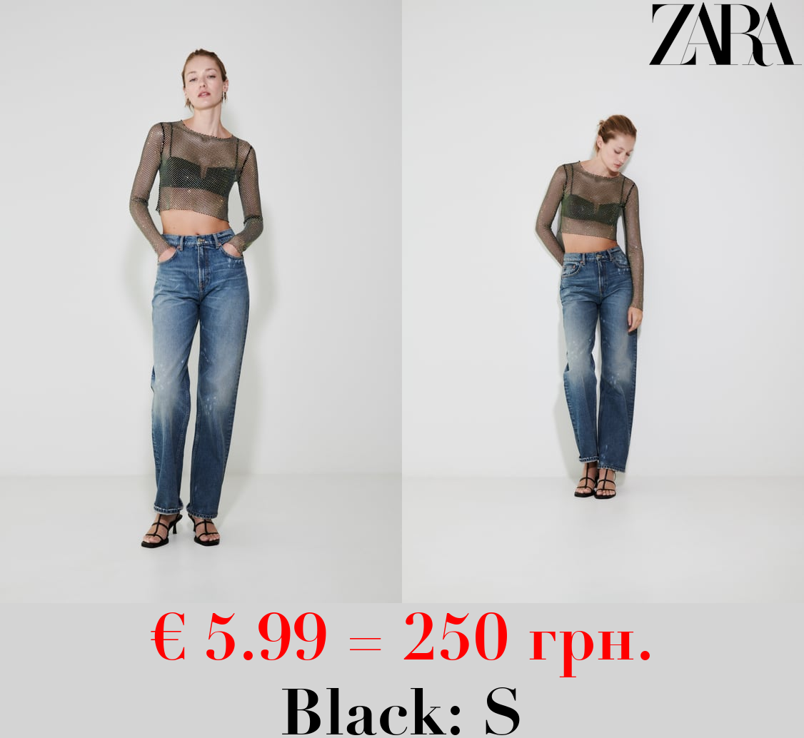 RHINESTONE MESH CROP TOP