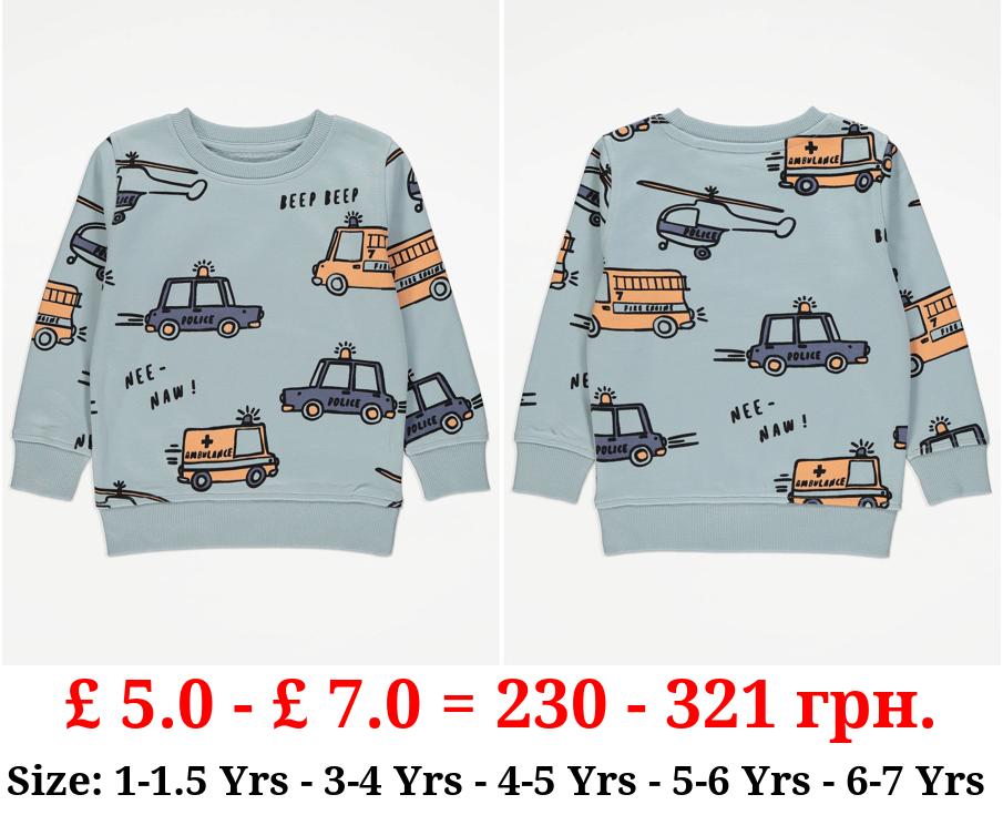 Light Blue Vehicle Graphic Sweatshirt