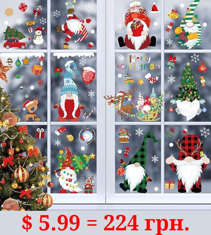 137Pcs Christmas Window Clings Decals Christmas Clings Stickers for Glass Windows Double Sided Static Christmas Window Stickers for Christmas Day Home School Office Decoration