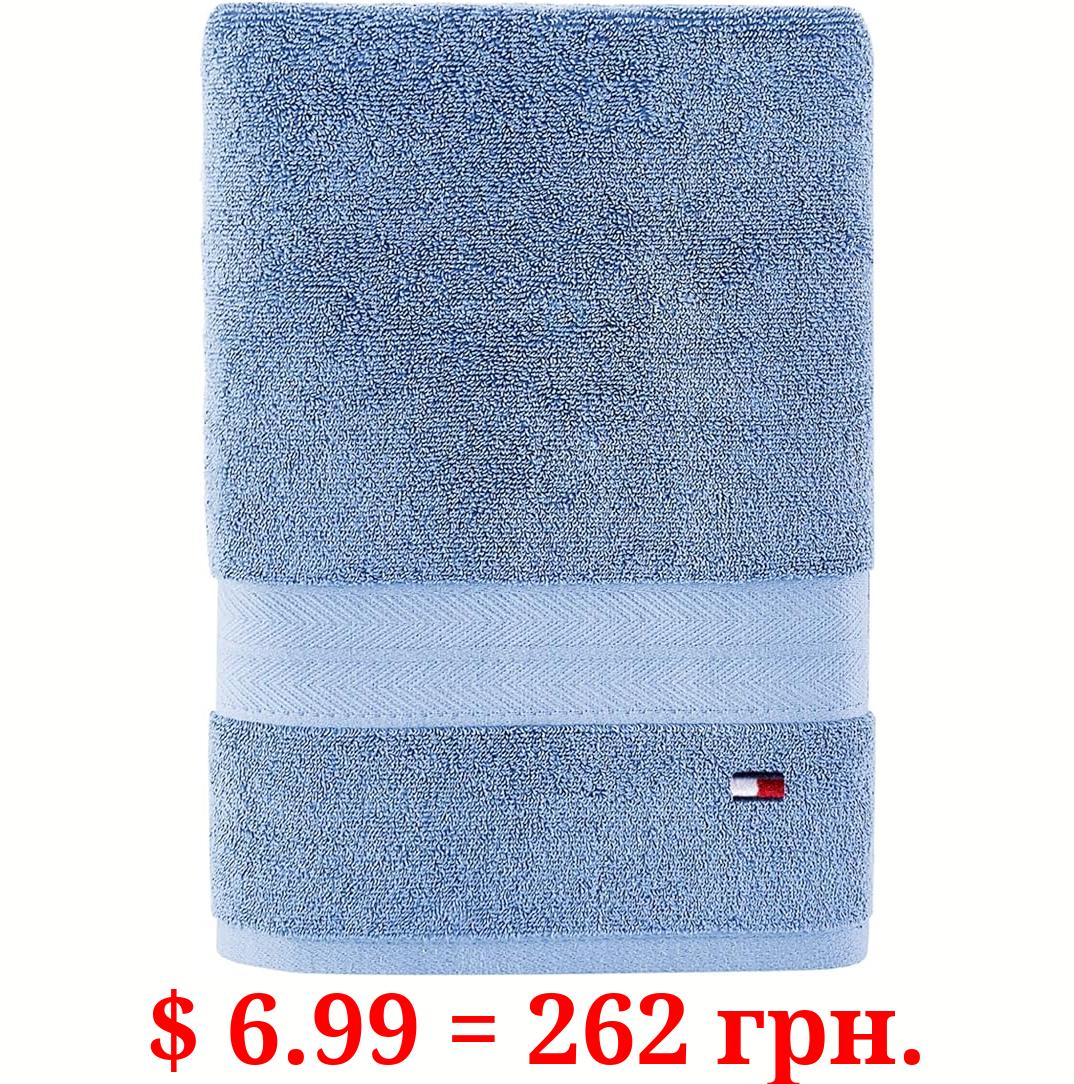 Tommy Hilfiger Modern American Solid Bath Towel, 30 X 54 Inches, 100% Cotton 574 GSM (Mist Blue)