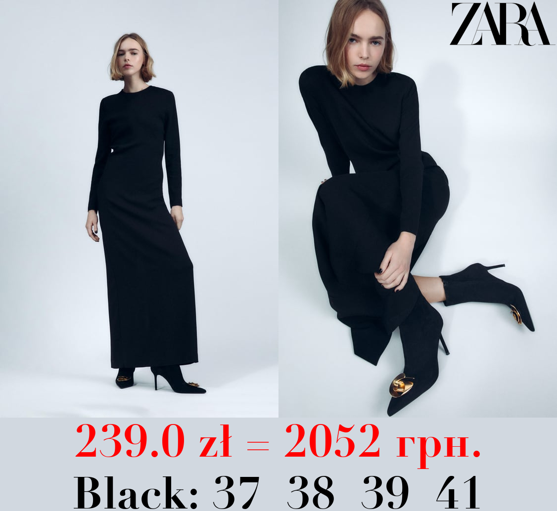 HIGH-HEEL LEATHER ANKLE BOOTS WITH METAL FLOWER