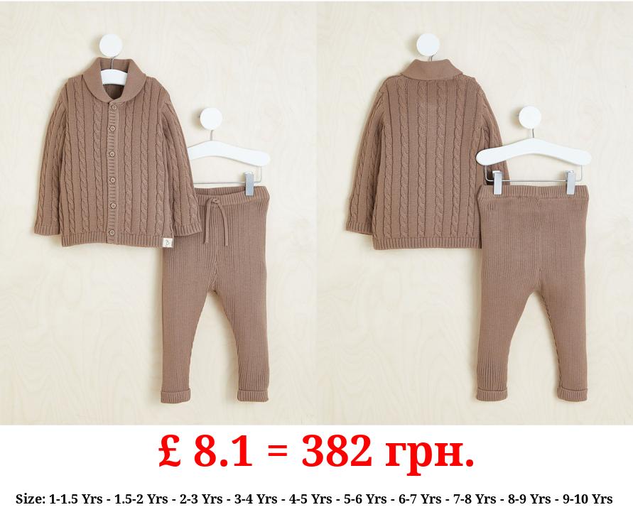 Billie Faiers Tan Knitted Shawl Cardigan and Trousers Outfit