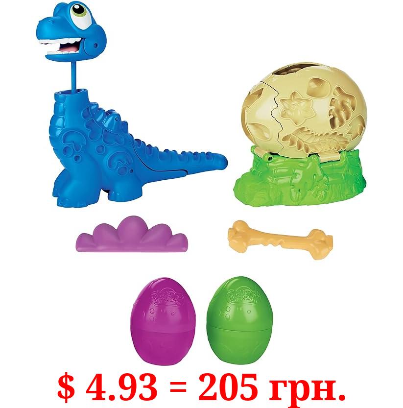 Play-Doh Dino Crew Growin' Tall Bronto, Dinosaur Toys for Kids 3-5 with 2 Eggs