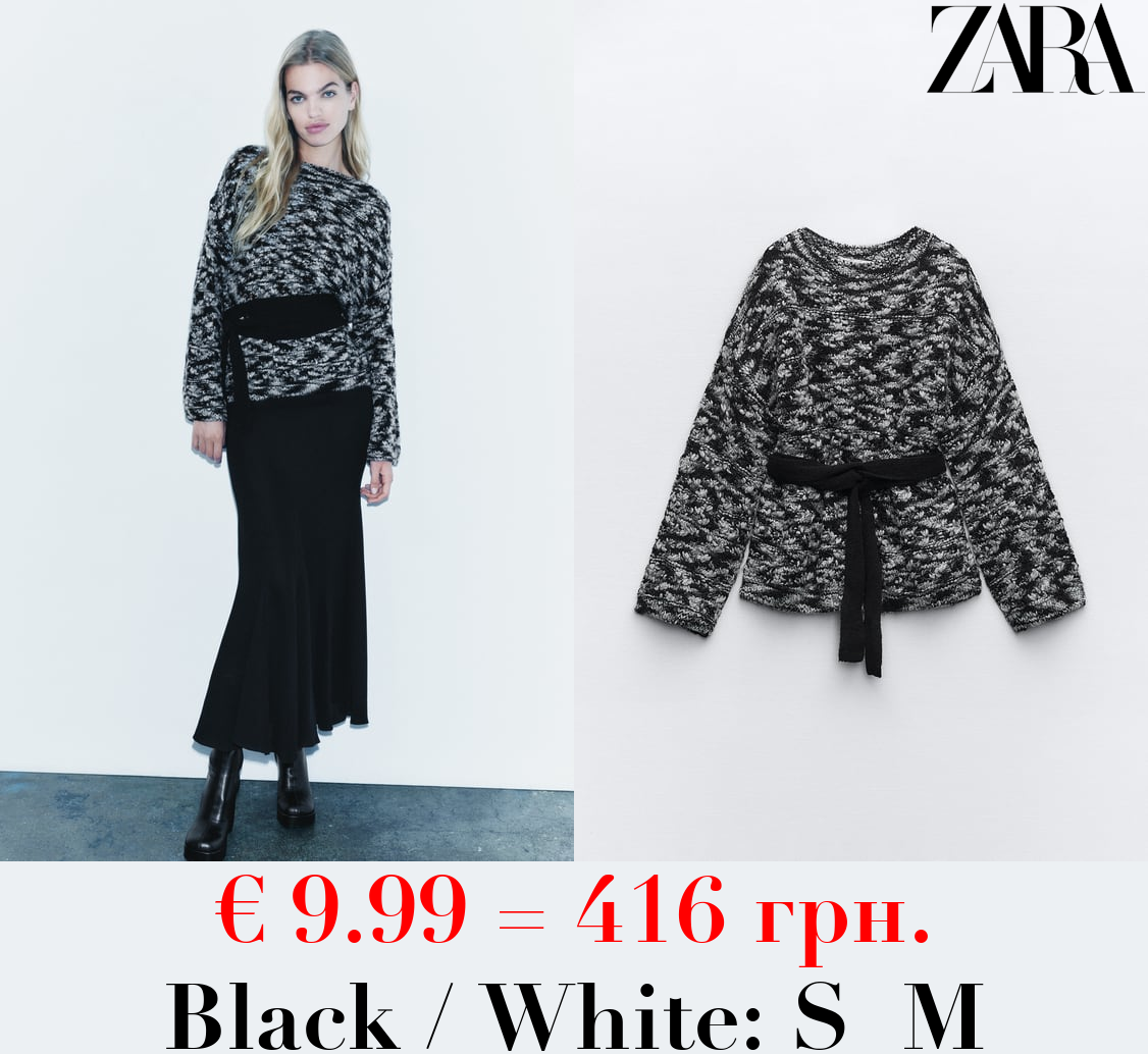 WOOL BLEND KNIT SWEATER WITH BELT